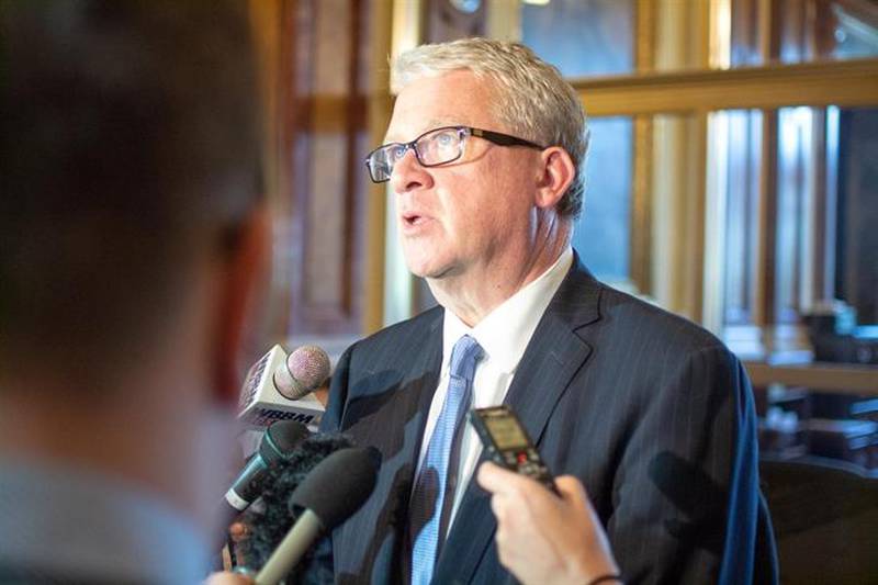 House Minority Leader Jim Durkin, R-Western Springs, fields questions from reporters at the Illinois Capitol in Springfield in this May 22, 2019, file photo. (Capitol News Illinois file photo by Jerry Nowicki)