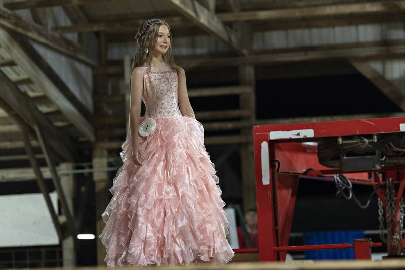 Charli Deshazo, 12, competes in the Ogle County Junior Miss pageant Thursday, July 30, 2025, at the Ogle County Fairgrounds.