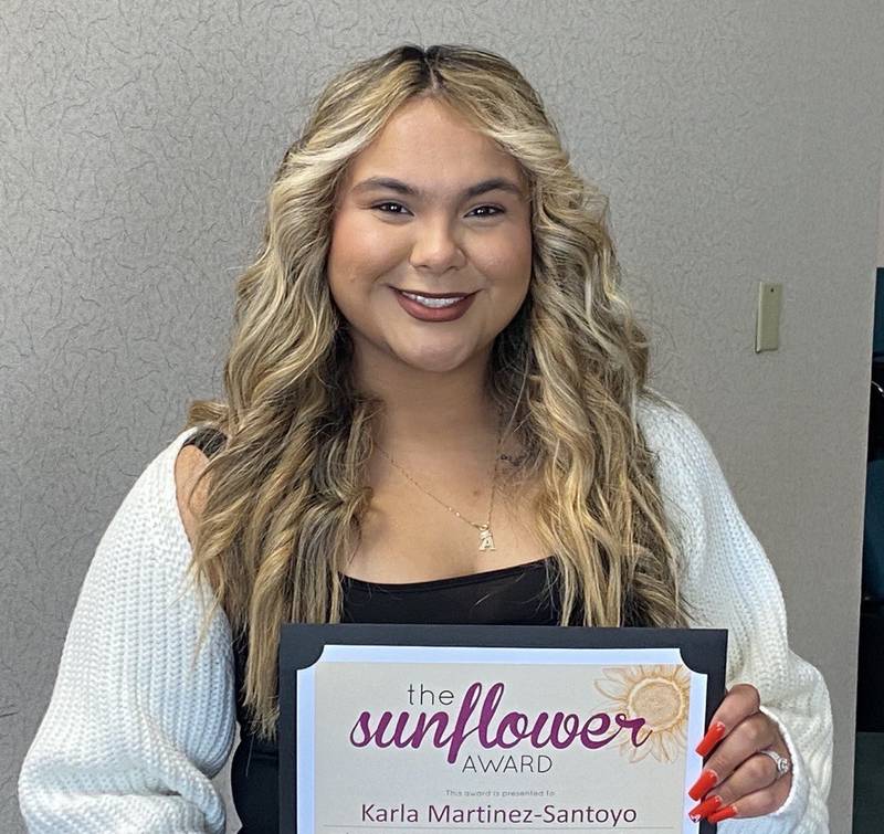 OSF Saint Elizabeth Medical Center announced Karla Martinez-Santoyo, a patient care tech from the medical/surgical inpatient unit, recently received the Sunflower Award.