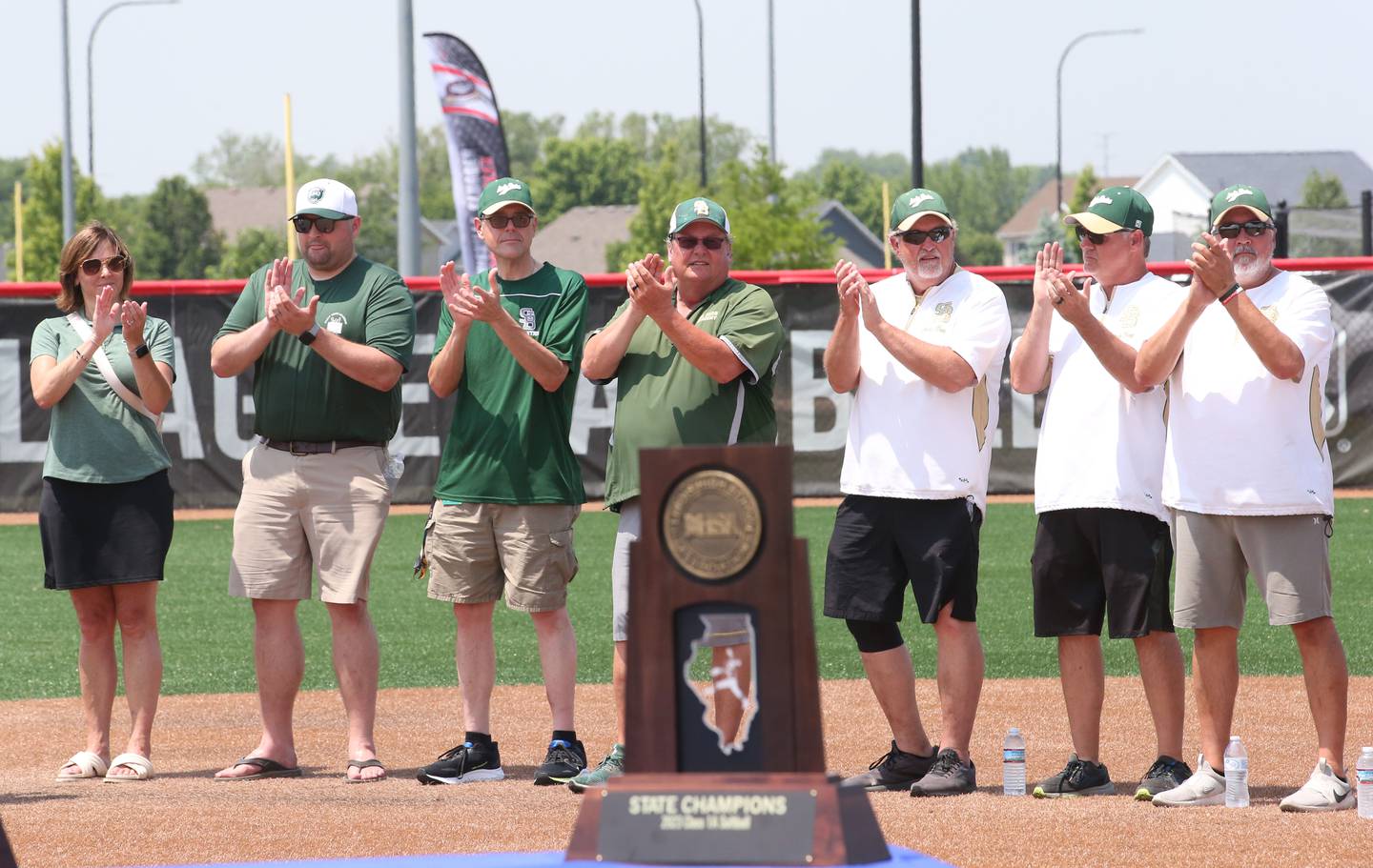 St. Bede administration and coaches applaud after winning the Class 1A State championship over Illini Bluffs on Saturday, June 3, 2023 at the Louisville Slugger Sports Complex in Peoria.