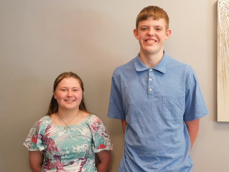 Zoe Barnes (left), a graduate of Zion Benton High School, is the winner of a $1,500 scholarship from the Lake County Retired Teachers Association. Jacob Strahan, a graduate of Grayslake High School, received the Mary Abbott Scholarship award of $2,000.
