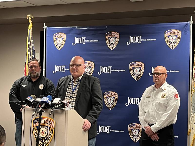 Joliet Police Sgt. Dwayne English speaks at a press conference announcing that Robert Long, 37, of Joliet has been found dead on Friday, April 19, 2024.  Long had been missing for several days.