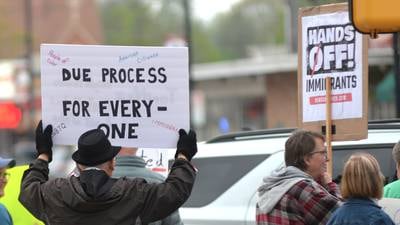 Oregon May Day rally protest: Attendees display signs against Trump policies