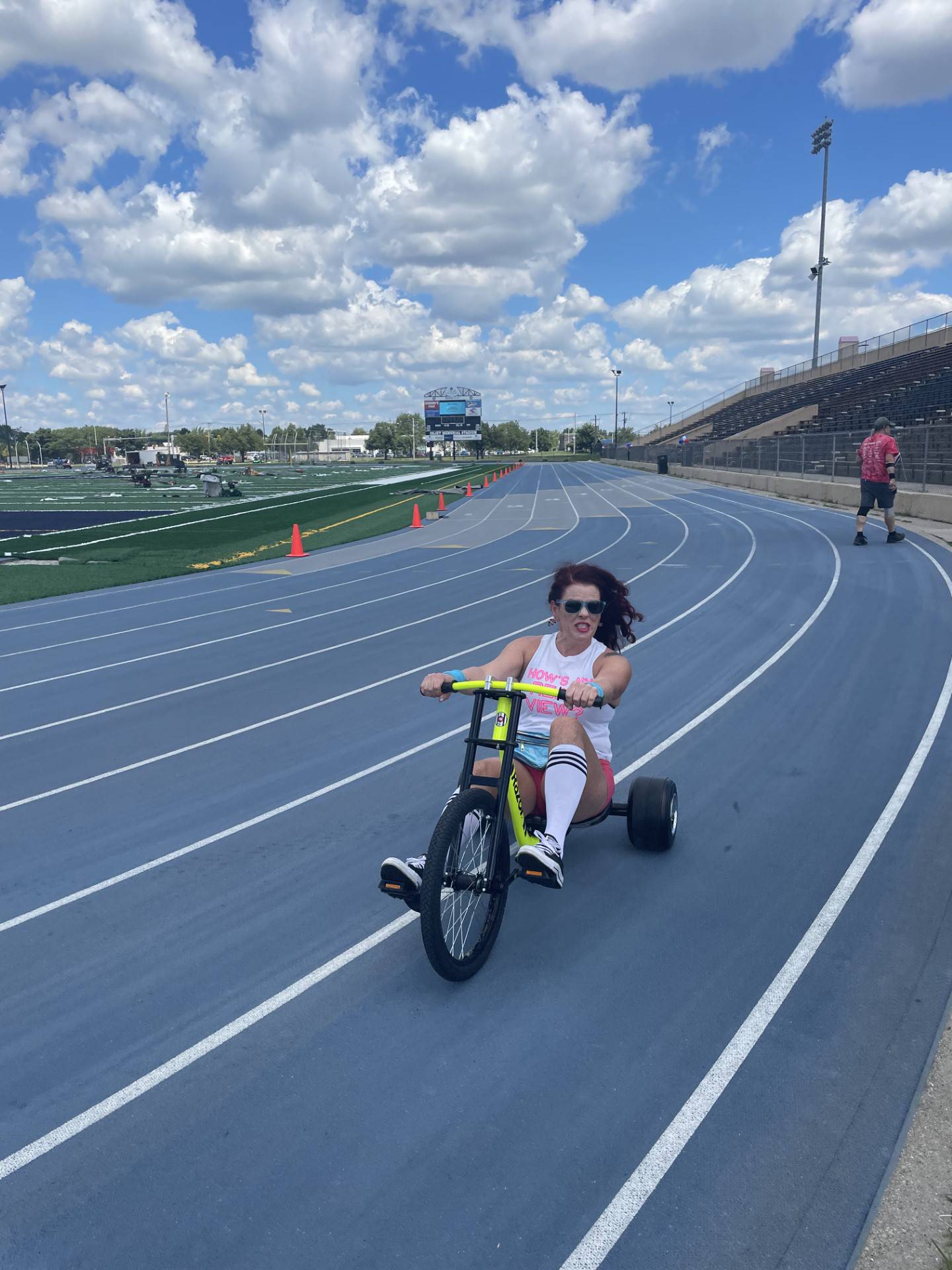 United Cerebral Palsy-Center for Disability Services in Joliet is hosting its third annual Great American Big Wheel Race on July 22 at Joliet Memorial Stadium. Pictured is Kelly Wujeck representing Easterseals Joliet Region during a previous event.