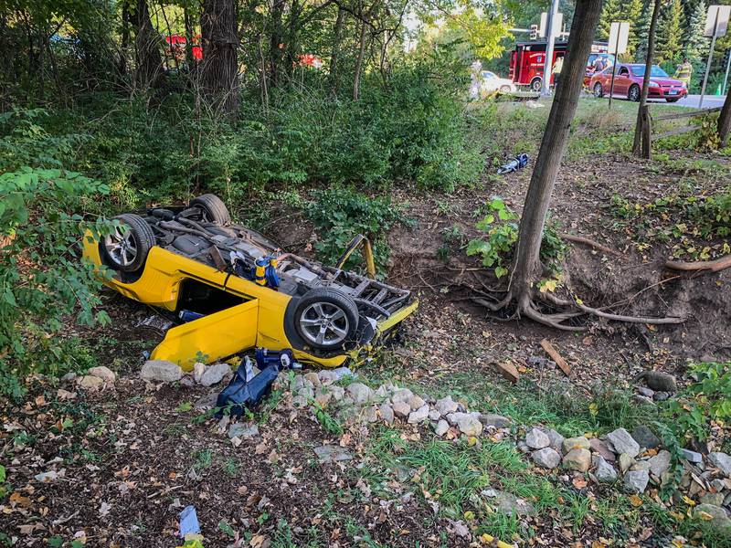 A two-vehicle crash at Route 23 and West Coral Road Wednesday, Sept. 29, 2021, resulted in three people being taken to the hospital with serious injuries, the Marengo Fire Protection District chief said. Two of those people later died.