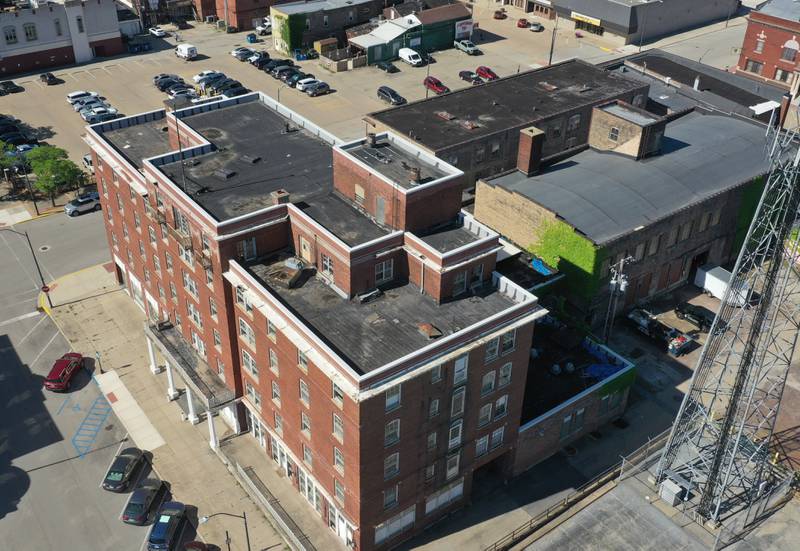 An aerial view of the Hotel Kaskaskia in downtown La Salle. City of La Salle officials obtained a search warrant of the property and toward the facility.