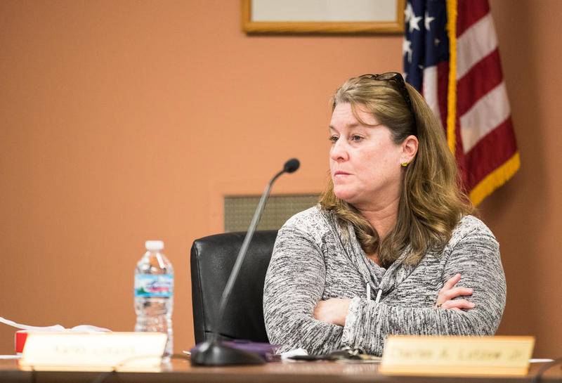 Algonquin Township Clerk Karen Lukasik listens to a public comment at the Feb. 14 board meeting.