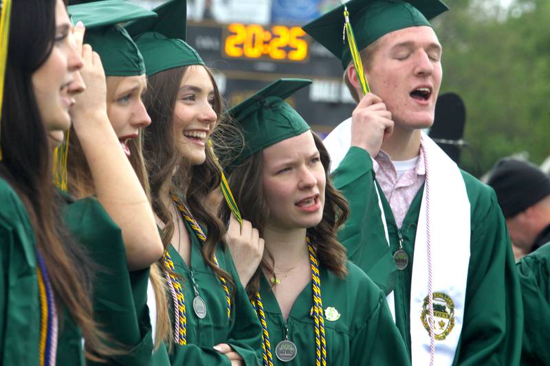 The A Capella Choir performs the national anthem during graduation at Crystal Lake South High School in Crystal lake on Saturday, May 17, 2025.