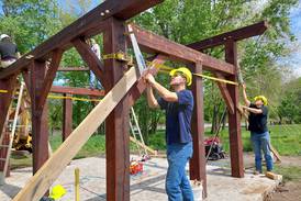 Streator High woodworking students construct shelter at Hopalong Cassidy Canoe Launch