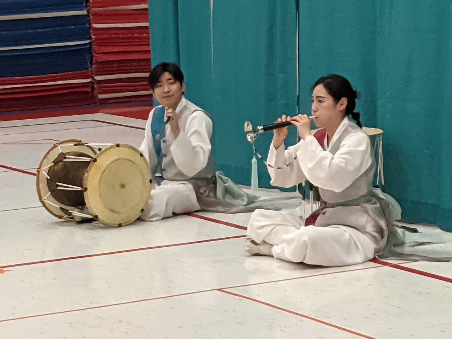 Members of the Korean Performing Arts Institute of Chicago performed during Grande Park Elementary School's Diversity Fair on Thursday, March 5, 2026.