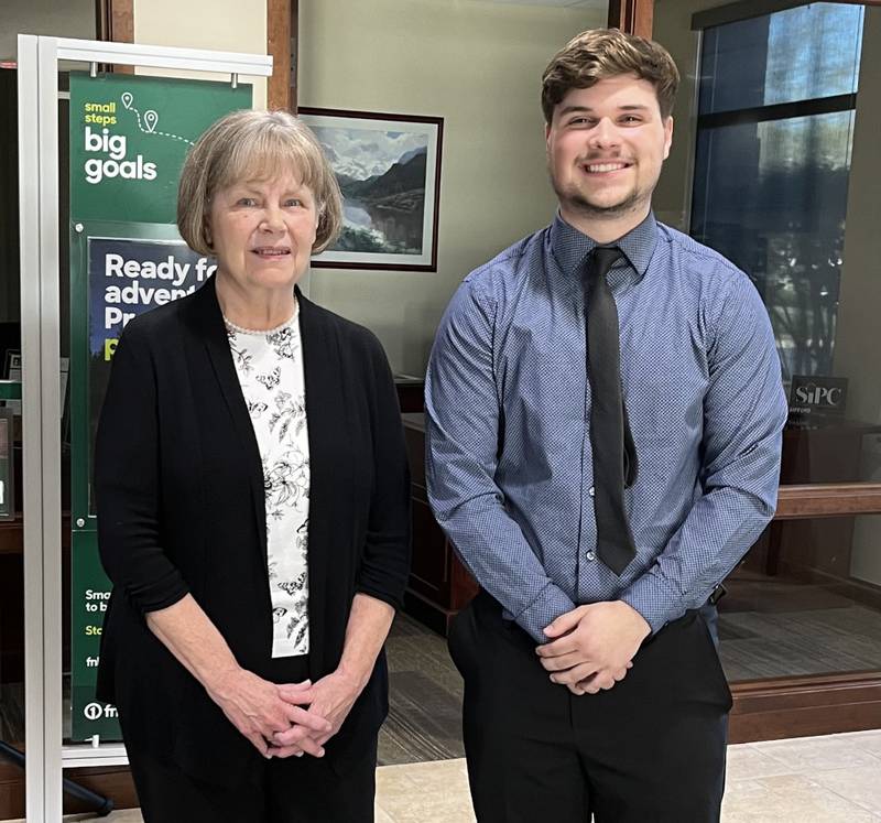 Student of the Year scholarship recipient Logan Brusak, right, is pictured with Student of the Year judge Kathy Farren.