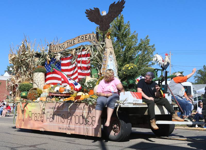 The Brazel Farms Produce float travels down Main Street during the 52nd annual Homestead Festival parade on Saturday, Sept. 9, 2023 in Princeton.