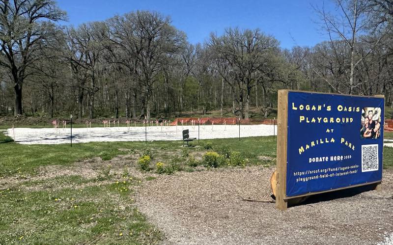 The aera of Logan's Oasis playground on  Monday, April 20, 2026 at Marilla Park in Streator. The playground has been in the works for almost two years. The project is spearheaded by Melissa Crank and family members in memory of her late son, Logan Crank.