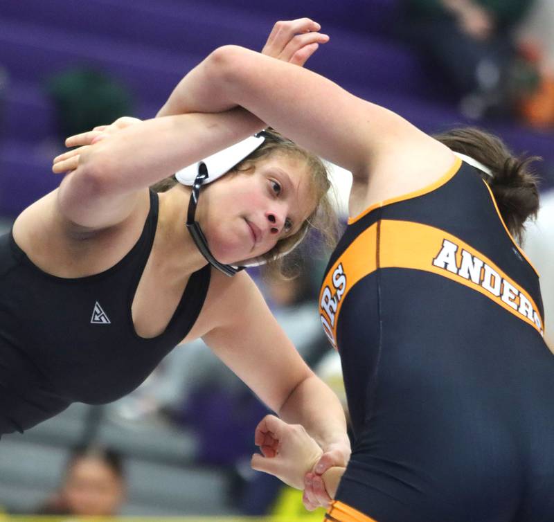 Hampshire’s Samantha Diehl battles McHenry’s Brooklyn Anderson  at 170 pounds in Whip-Pur Women’s Classic varsity girls wrestling on Saturday, Dec. 20, 2025, at Hampshire High School in Hampshire.