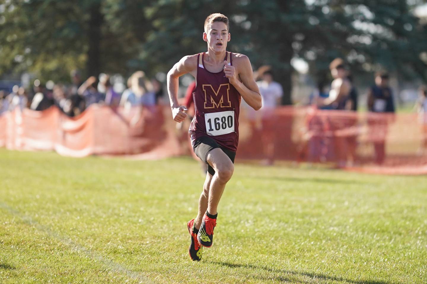 Morris’ Cuyler Swanson takes third place in the Eddington cross country invitational at Kaneland High School in Maple Park on Saturday, Sep 21, 2024.