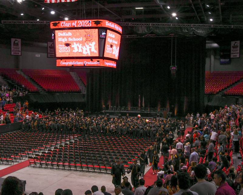 DeKalb High School seniors file out after the Class of 2023 Commencement ceremony at Northern Illinois University's Convocation Center, 1525 W. Lincoln Highway in DeKalb Saturday, May 27, 2023.