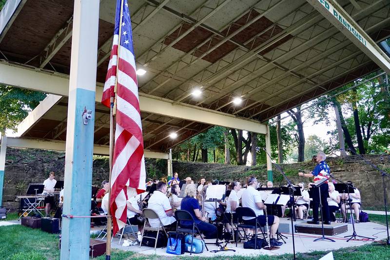An American flag stands near the Don Palzer Bandshell on Thursday, July 3 as the Kankakee Municipal Band performs its annual patriotic-themed concert.