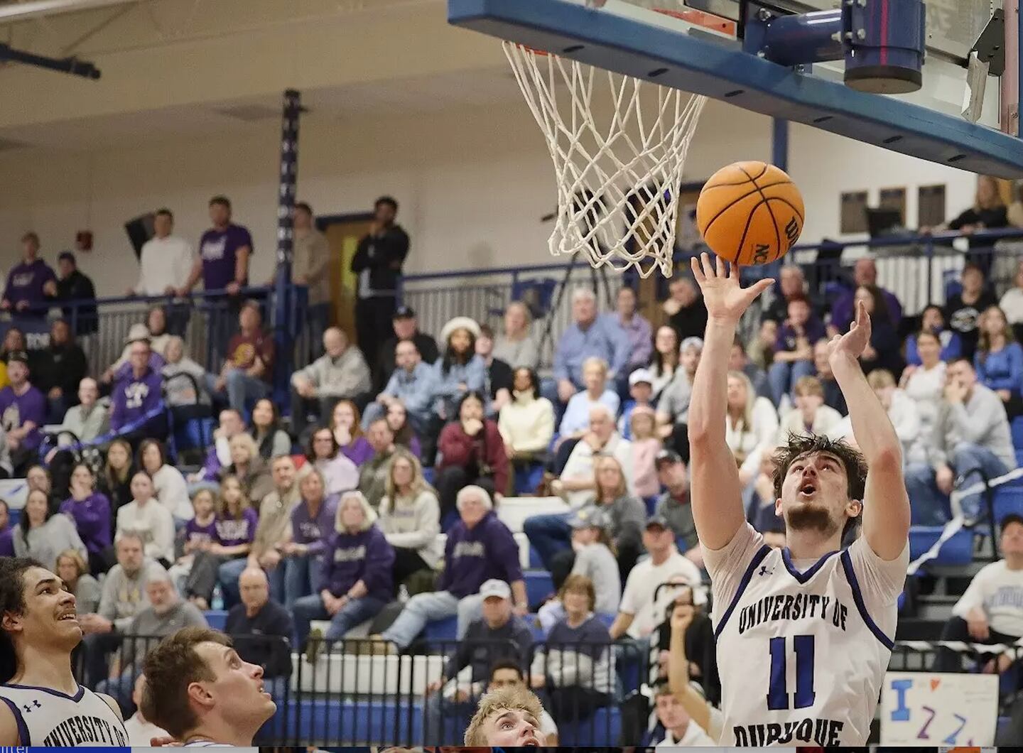 University of Dubuque's Grady Thompson scored a game-high 29 points, including the final basket to seal the Spartans' 90-86 double overtime win over crosstown rival Loras College on Feb. 22.