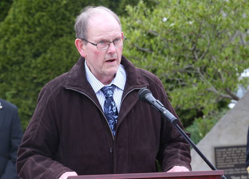 Lloyd Johnson, pastor at Utica Baptist Church during the 20th anniversary of the tornado at the memorial on Saturday, April 20, 2024 in Utica.