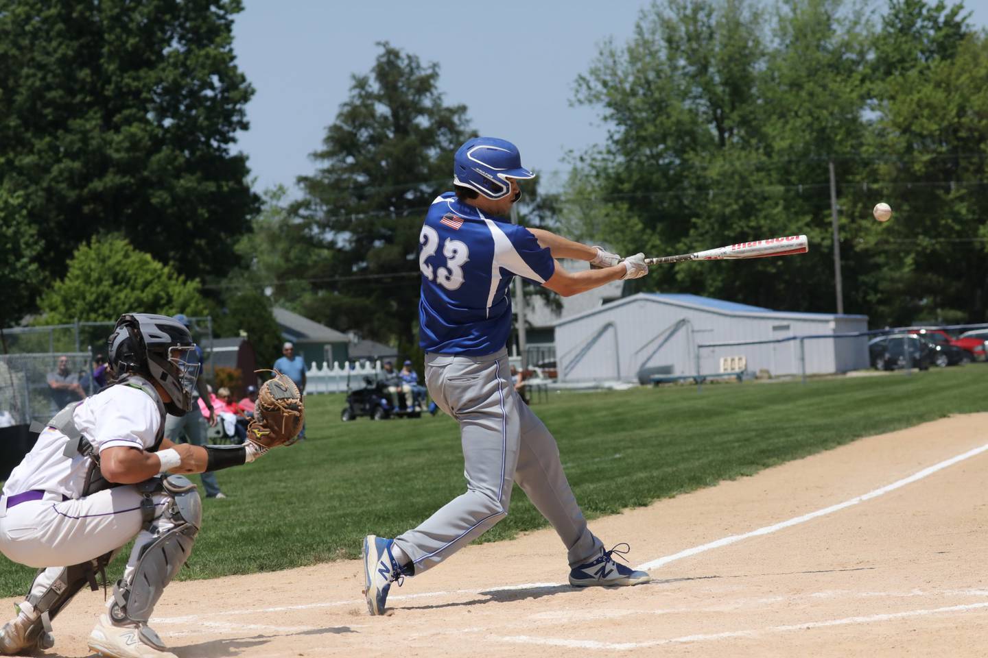 Princeton's Noah LaPorte makes connections in Saturday's regional baseball finals at Prather Field.