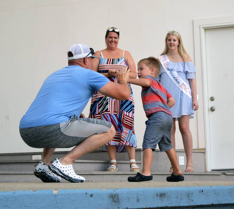 Kamdyn Larson, 4, shows off his martial arts skills during the 2024 Let Freedom Ring Little Miss & Mister Firecracker contest on July 3, 2024. Kamdyn was named Little Mister Firecracker.