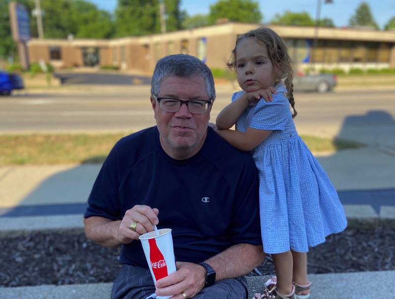 McHenry County Board member John Collins enjoys some ice cream with granddaughter Nora Brundage at The Freeze in Crystal Lake, Brundage's favorite place.