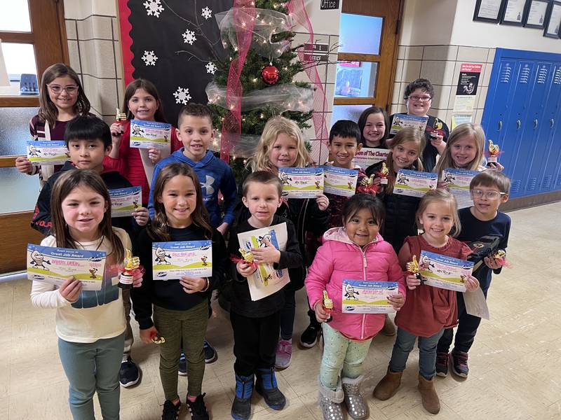 Jefferson’s Champions of the Charter for November 2022 are kindergartners Rosie J., Seamus W., and Amanda M.; first graders Josie R., Brynlee L., and Tommy W.; second graders Lucy J., Harper B., and Neymar M.; third graders Jovan P., Emmett H., and Adalynn G.; and fourth graders Hayden O., Bella Z., Raegan R., and Audrey M.