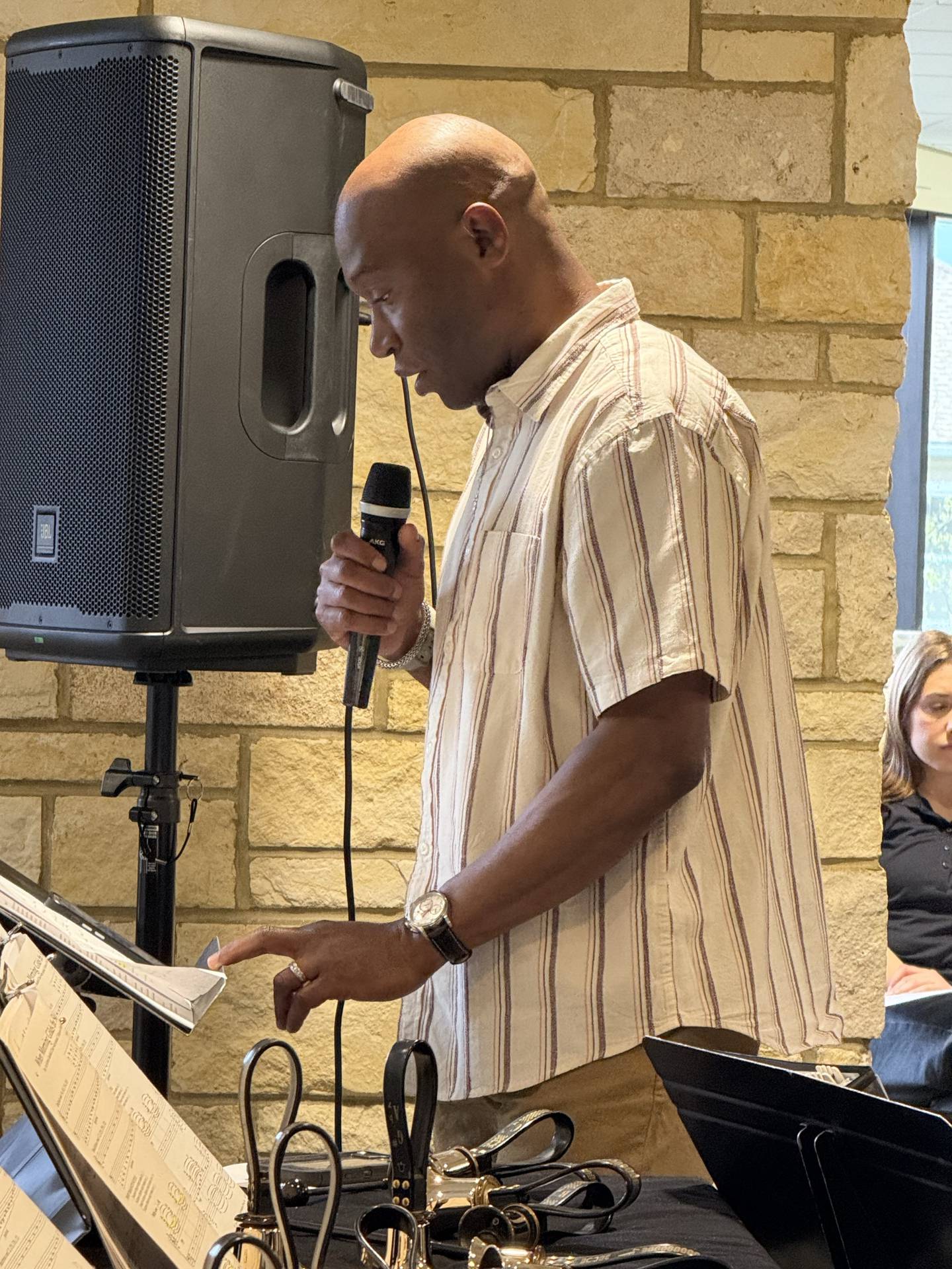 Shawn Watson, U.S. Navy Retired, Corpsman First Class Petty Officer, takes part in a National Day of Prayer event May 1 at City of Hope Cancer Center Chicago in Zion.