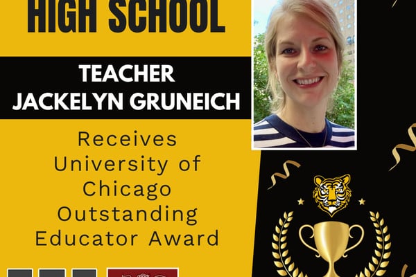 Joliet West teacher receives Outstanding Educator Award from University of Chicago