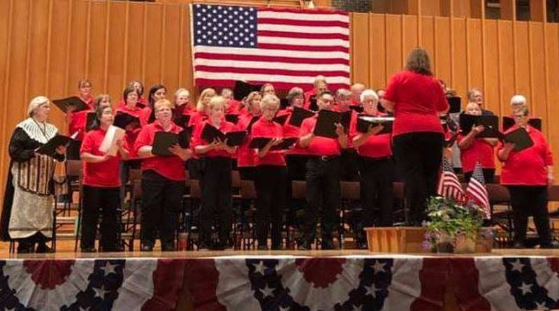 Pictured: Celebration Chorale singing in the 2019 patriotic cantata
