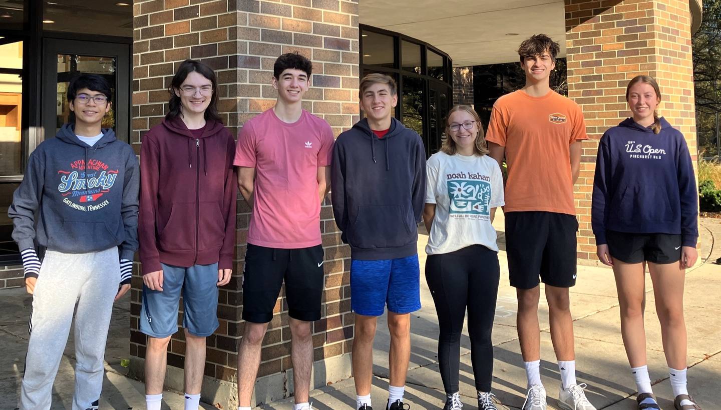 Geneva High School students James Lusk, (left) Torin Holda, Benjamin Watson, Ernesto Bebe, Annaliese Rothaar, Jack Danosky and Anna Keller were named National Merit Commended Students. Commended students are those who placed among the top five percent of more than 1.3 million students who entered the competition by taking the PSAT.