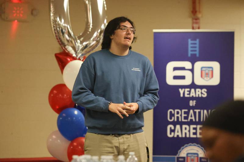 Jason Green, graduate of the culinary program, speaks at the Joliet Job Corps 60th anniversary open house on Thursday, August 29, 2024 in Joliet.