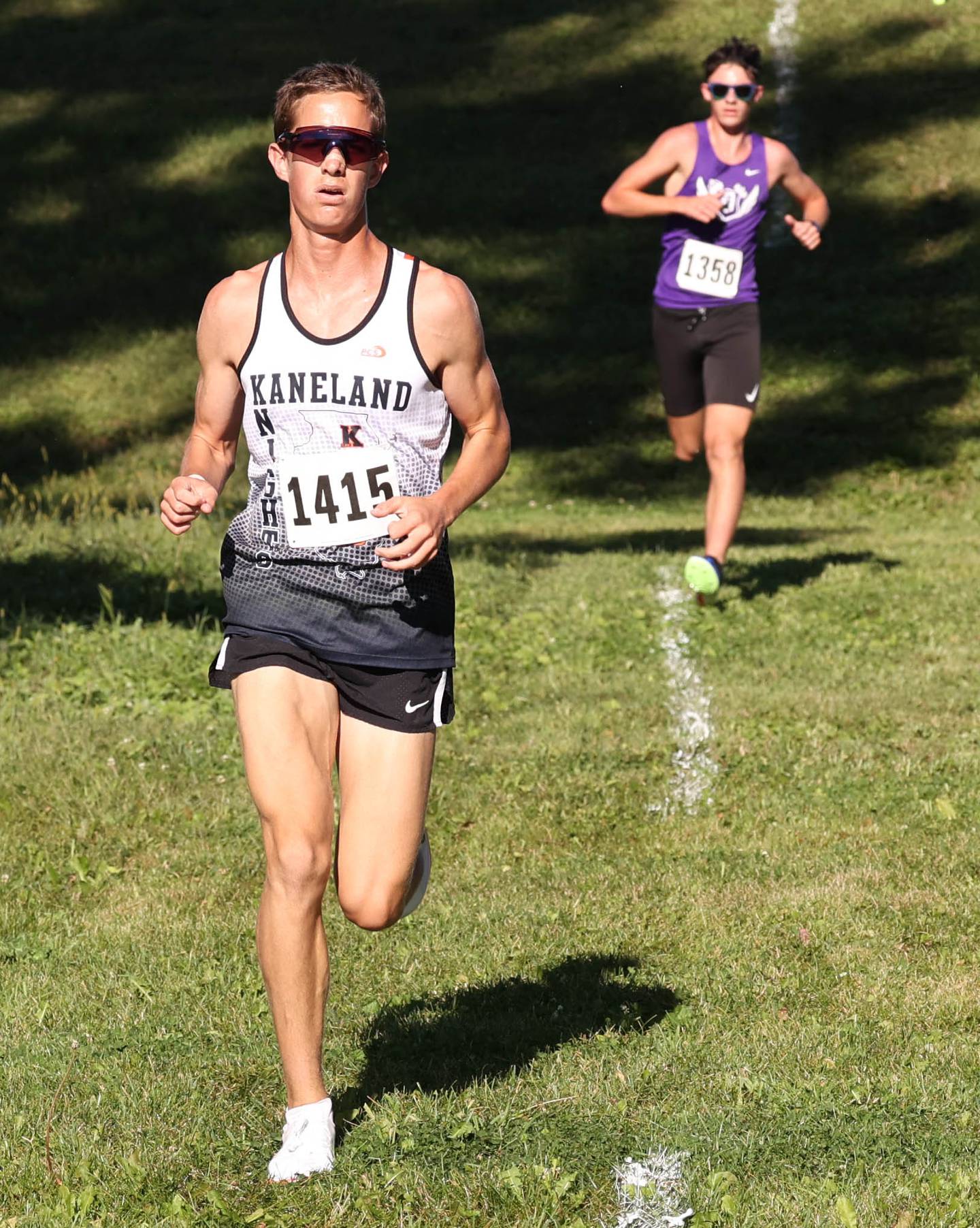 Kaneland’s Evan Whildin makes his way through the course Tuesday, Sept. 3, 2024, during the Sycamore Cross Country Invite at Kishwaukee College in Malta.
