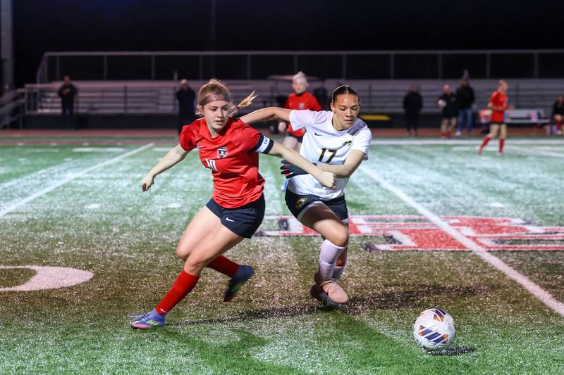 Bradley-Bourbonnais' Herscher's during Bradley-Bourbonnais' 4-3 victory on Monday, April 6, 2026.