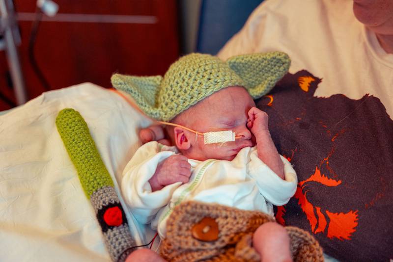 Baby Yoda at the Silver Cross Hospital NICU on Halloween 2025.
