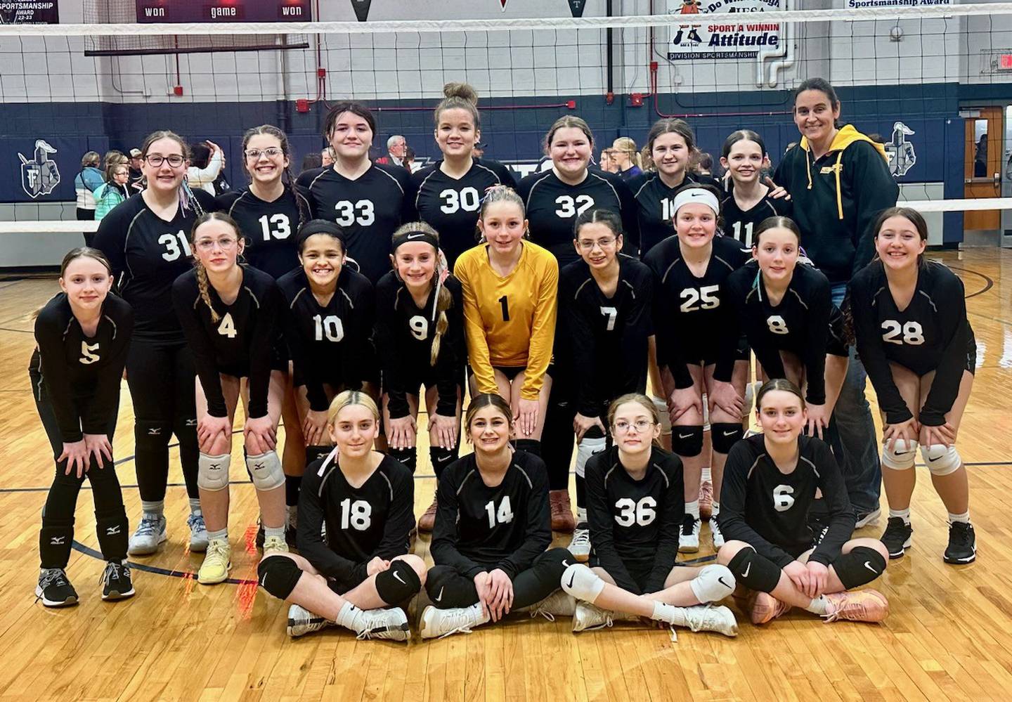 Putnam County Junior High's seventh-grade volleyball team finished second in the Little Tri-County Conference Tournament championship, falling to El Paso-Gridley in three sets. The Pumas beat Lowpoint-Washburn to advance to the championship round. The Putnam County Junior High seventh-grade volleyball team finished as undefeated little Tri-County Conference champions. Team members include Mylee Christiansen, Shelby Willard, Jolene Poole, Chloe Christiansen, Jaylyn Dickey, Murphy Hopkins, Anni Judd, Anahi Avila, Sophie Sheppard, Natalie Guadina, Lillian Bouxsein, Arianna McMullen, Savanna Grasser, Avery Lenkaitis, EliMae Glynn, Kenzie Pierski, Brooklyn McCart, MaKenna Goulding, Izzy Bartolucci, Bella Sondgeroth and coach Shannon Jenkins.