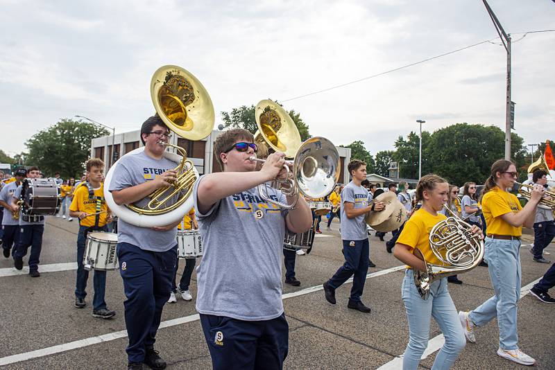 The Sterling marching band entertains the crowd Saturday, Sept. 17, 2022 during the Fiesta parade.