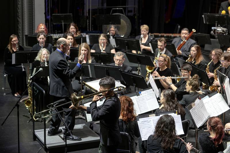 Jazz trombonist Harry Watters puts his artistry towards the classic “Flight of the Bumble Bee,” Saturday, March 4, 2023.