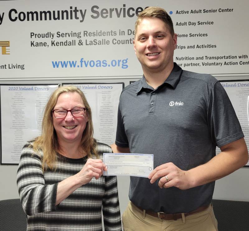 Pictured from left are Suzanne Kinsey, FVCS executive director, and Justin Wegener, DCCF board member.