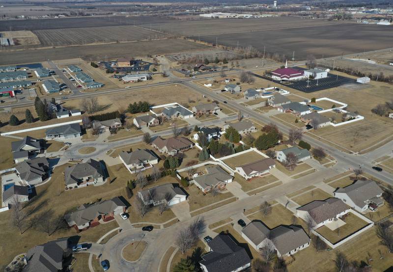 An aerial looking northeast near the intersection of North 29th Road (Wenzel Road) and Marquette Road on Wednesday, Jan. 6, 2005. The bottom street with the cul-de-sac is 33rd Street and the top street with the cul-de-sac is 34th Street.