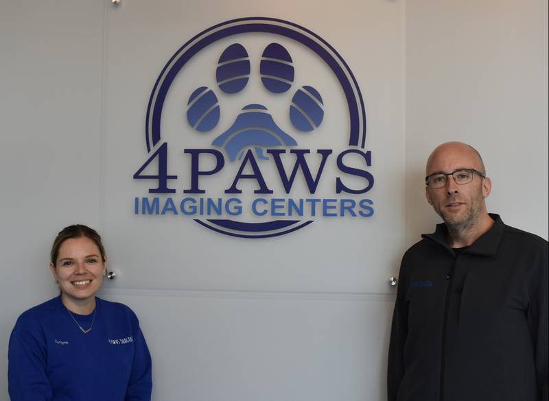 Managing partner Katlynn Weedman and administrator John Jovanes are happy to finally have a brick-and-mortar location for their 4 Paws Imaging Centers.