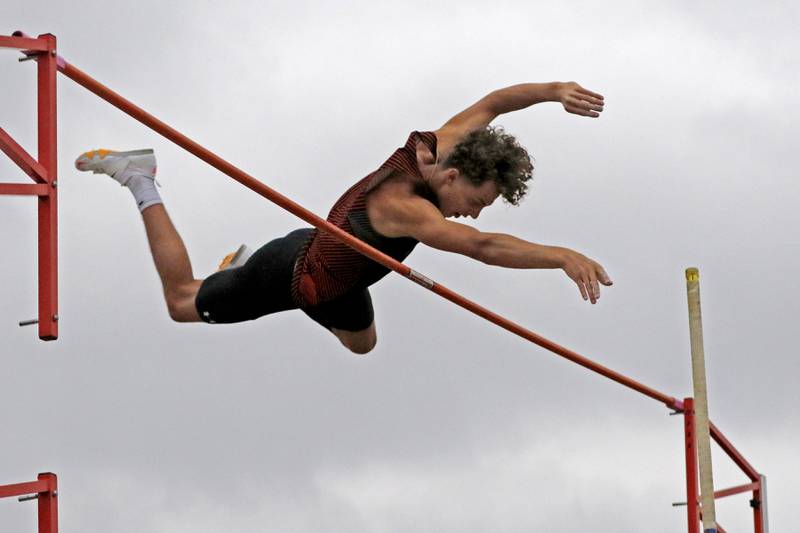 McHenry's Zachary Galvicius wins the pole vault during the Fox Valley Conference Boys Track and Field Meet on Thursday, May 9, 2024, at Huntley High School.