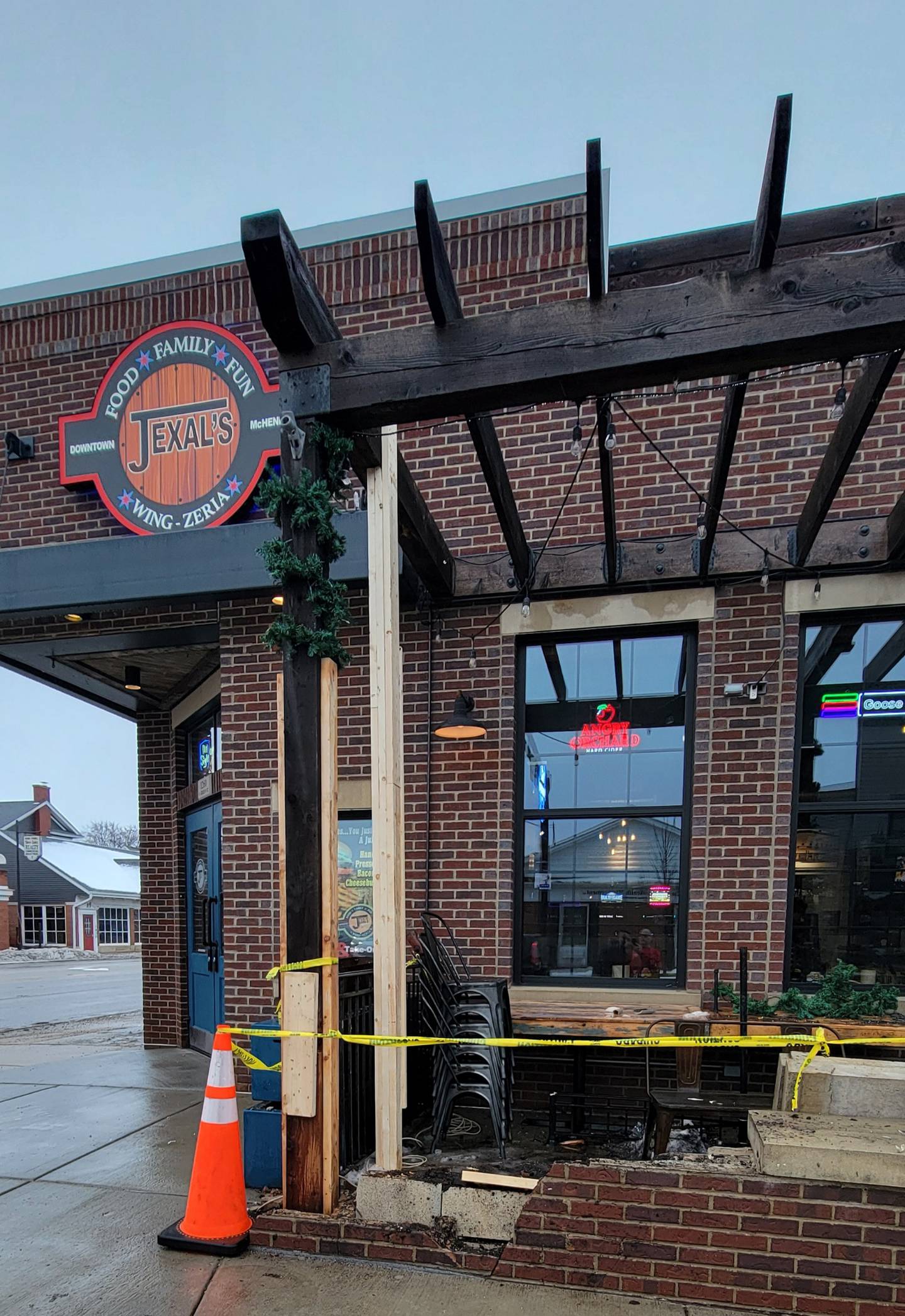 Damage from a pickup truck sliding into McHenry's Jexal's Pizza was cleaned up on Friday, Jan. 26, 2024, according to owner Mike Dumelle, and repairs should be finished in a week or two.