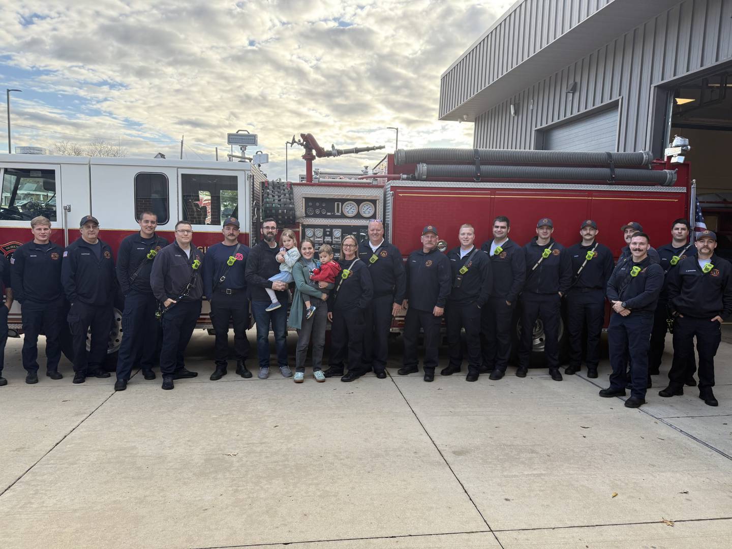 Stephanie and Steve Cascio, along with their two children, visited the McHenry Township Fire Protection District on Monday, Oct. 20, 2025, one year after Steve Cascio's crash.