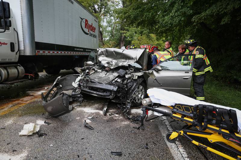 A head-on crash was reported at about 11. a.m. Tuesday, Sept. 19, on the 8200 block of Mason Hill Road in unincorporated Woodstock. One person was taken to an area hospital with moderate injuries.