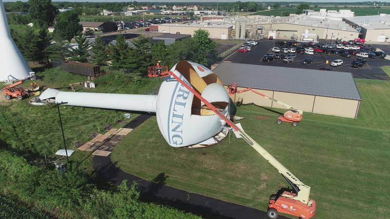 The Sterling water tower on 29th Street erected in the 1990s was demolished on Thursday by a work crew from Illinois American Water, said Karen Cotton, senior manager, external communications for the company.