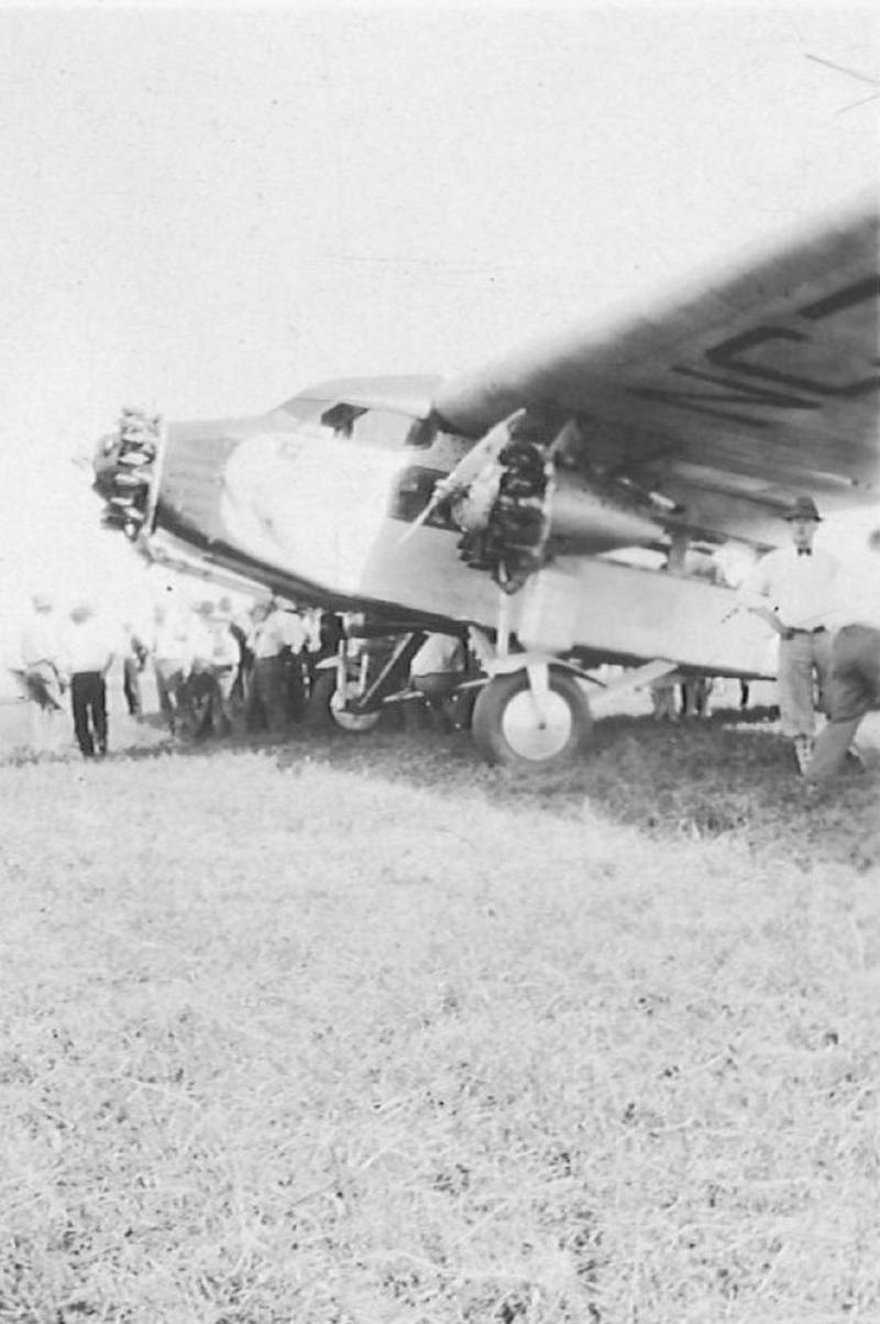 A Ford Trimotor Plane at the DeKalb County Airport opening nearWaterman on May 30, 1929.