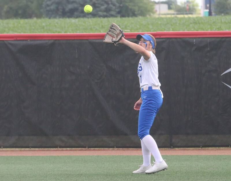 St. Charles North's Mackenzie Patterson makes a catch in center field against Marist during the Class 4A championship game on Saturday, June 8, 2024 at the Louisville Slugger Sports Complex in Peoria.