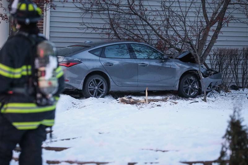 The Cary Fire Protection District responded to the 1200 block of West Lake Drive Monday, Feb. 17, 2025 after a car crashed into a townhome causing a natural gas leak.