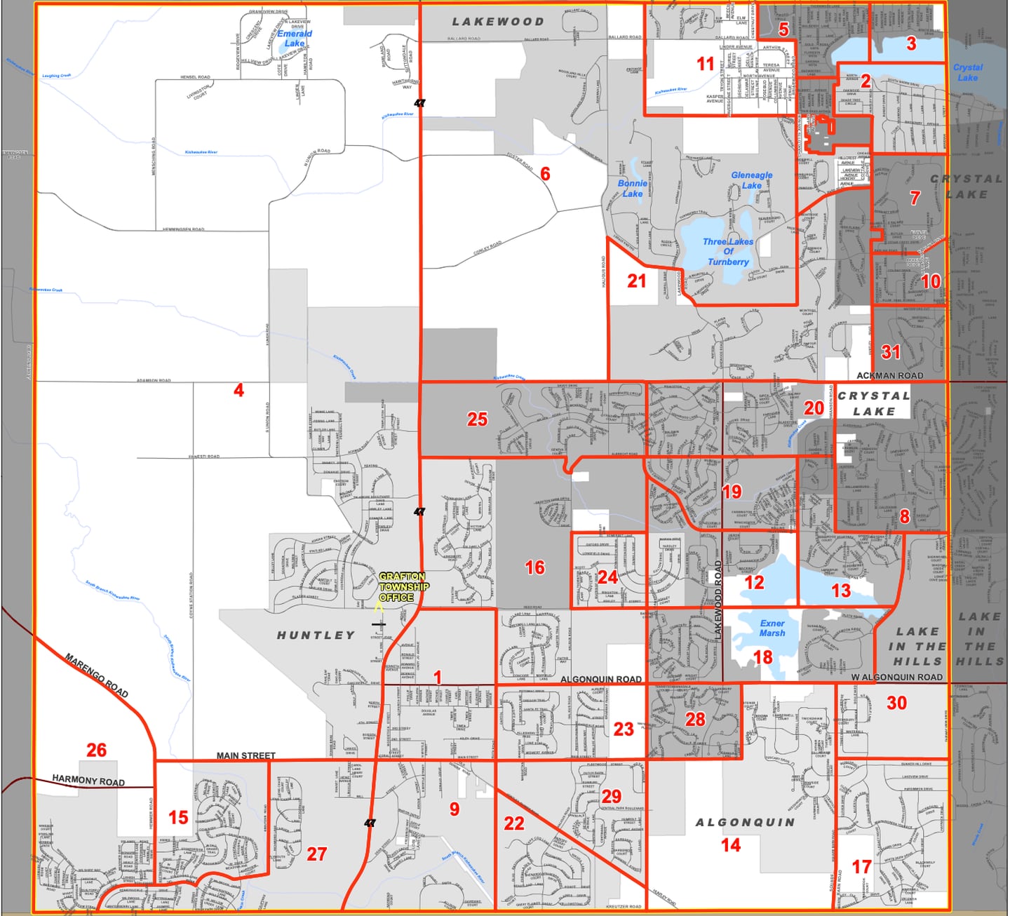 A map shows the boundaries of Grafton Township.